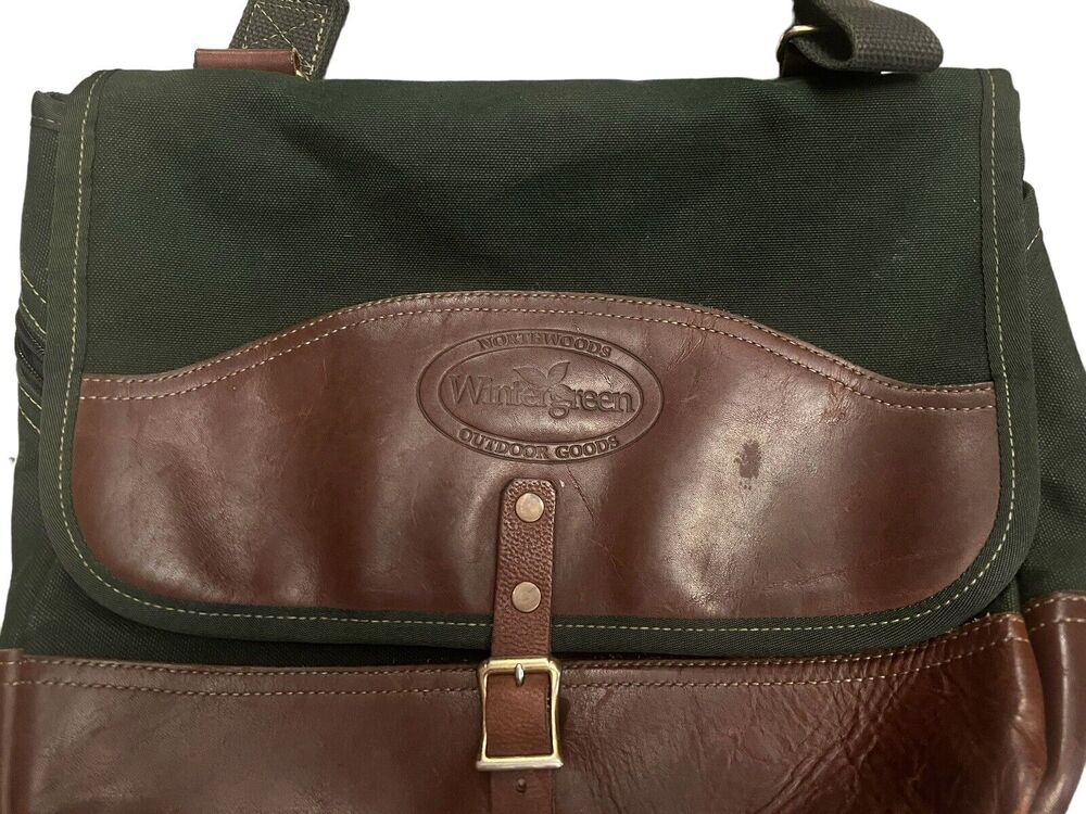 Vintage Wintergreen Outdoor Prod Canvas Leather Messenger Bag Travel Made In USA